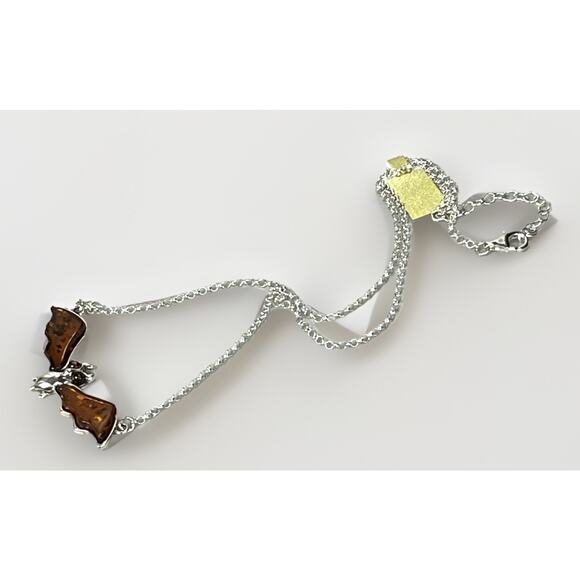 Baltic Amber Bat Wing Pendant -925 Sterling Silver - 17.5-19.5” NEW Gothic - Picture 9 of 16